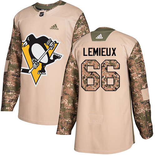 Adidas Penguins #66 Mario Lemieux Camo Authentic Veterans Day Stitched Youth NHL Jersey